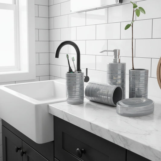 Dluxe Ave. Gray Bathroom Accessories Set 4 Pcs