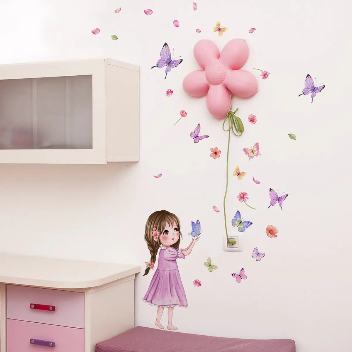 Dluxe Ave. Girls Butterfly Wall Stickers for Kids' Bedroom Decor