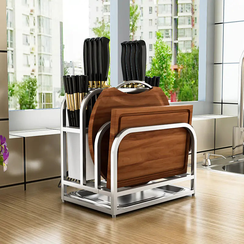 Dluxe Ave. Integrated Chopping Board Rack with Knife Storage
