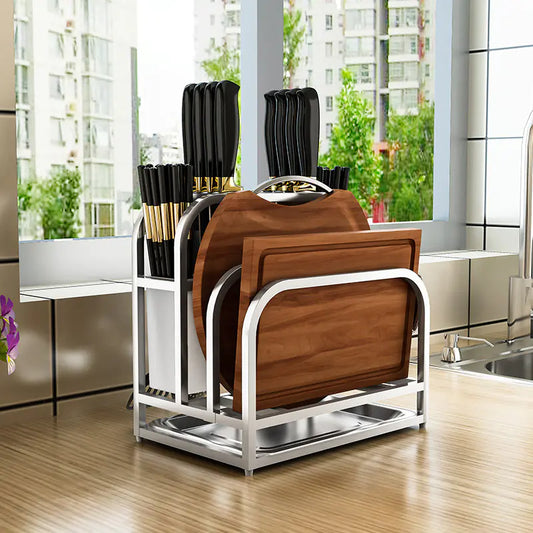 Dluxe Ave. Integrated Chopping Board Rack with Knife Storage