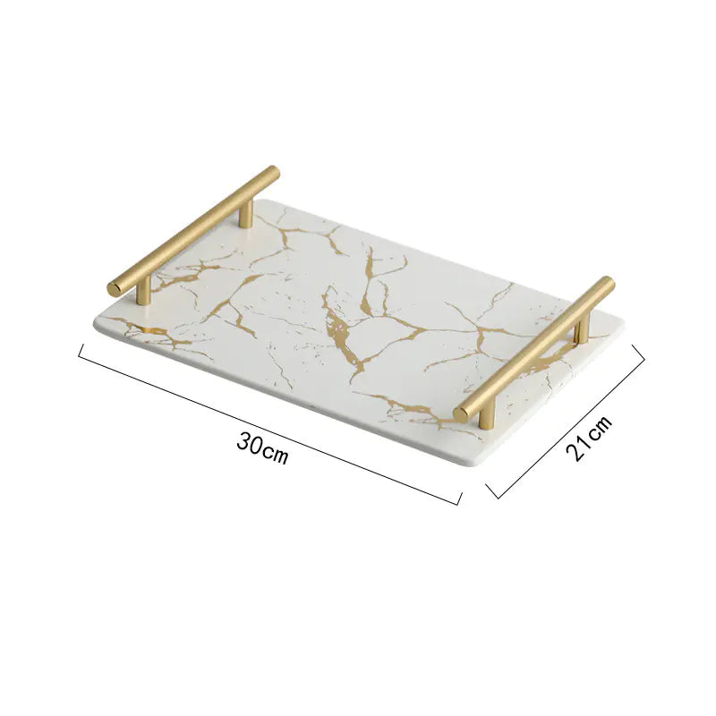 Dluxe Ave. Nordic Marble Pattern Ceramic Rectangular Tray