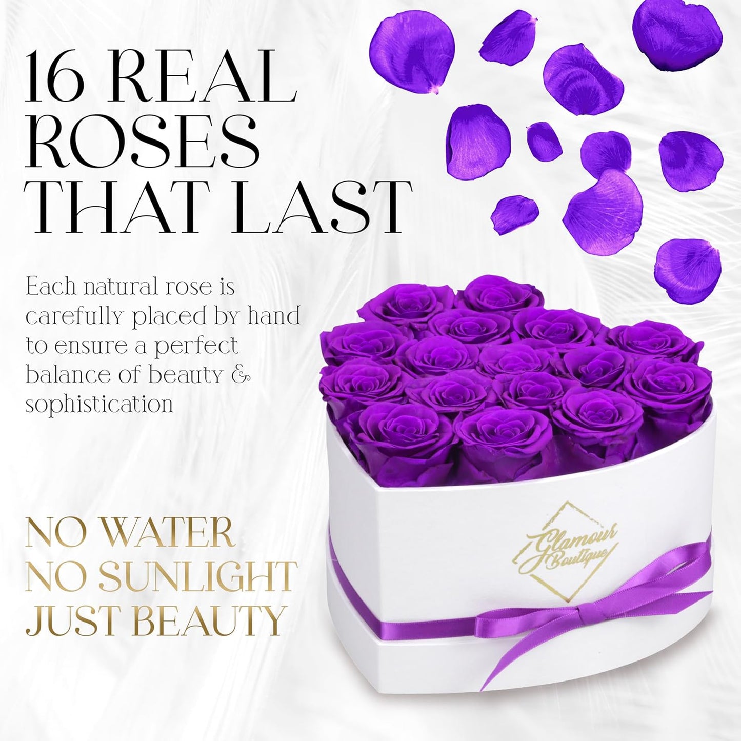 Dluxe Ave. Luxury Preserved Roses in a Box/ 16pcs (Purple)