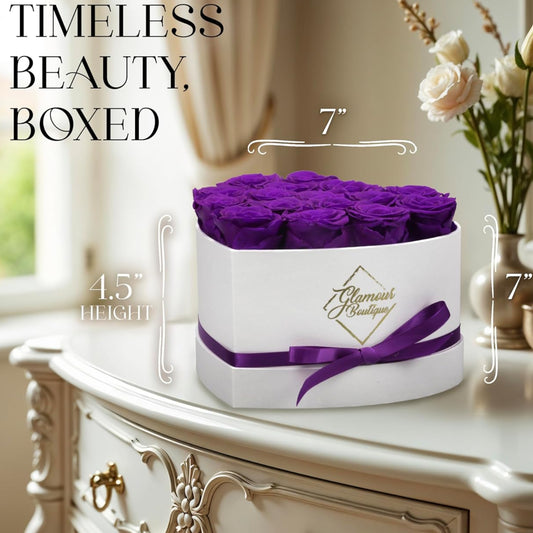Dluxe Ave. Luxury Preserved Roses in a Box/ 16pcs (Purple)