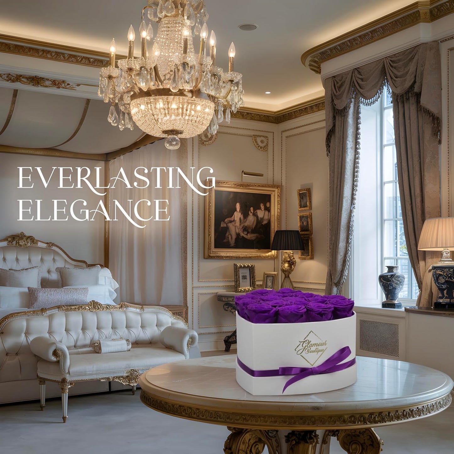 Dluxe Ave. Luxury Preserved Roses in a Box/ 16pcs (Purple)