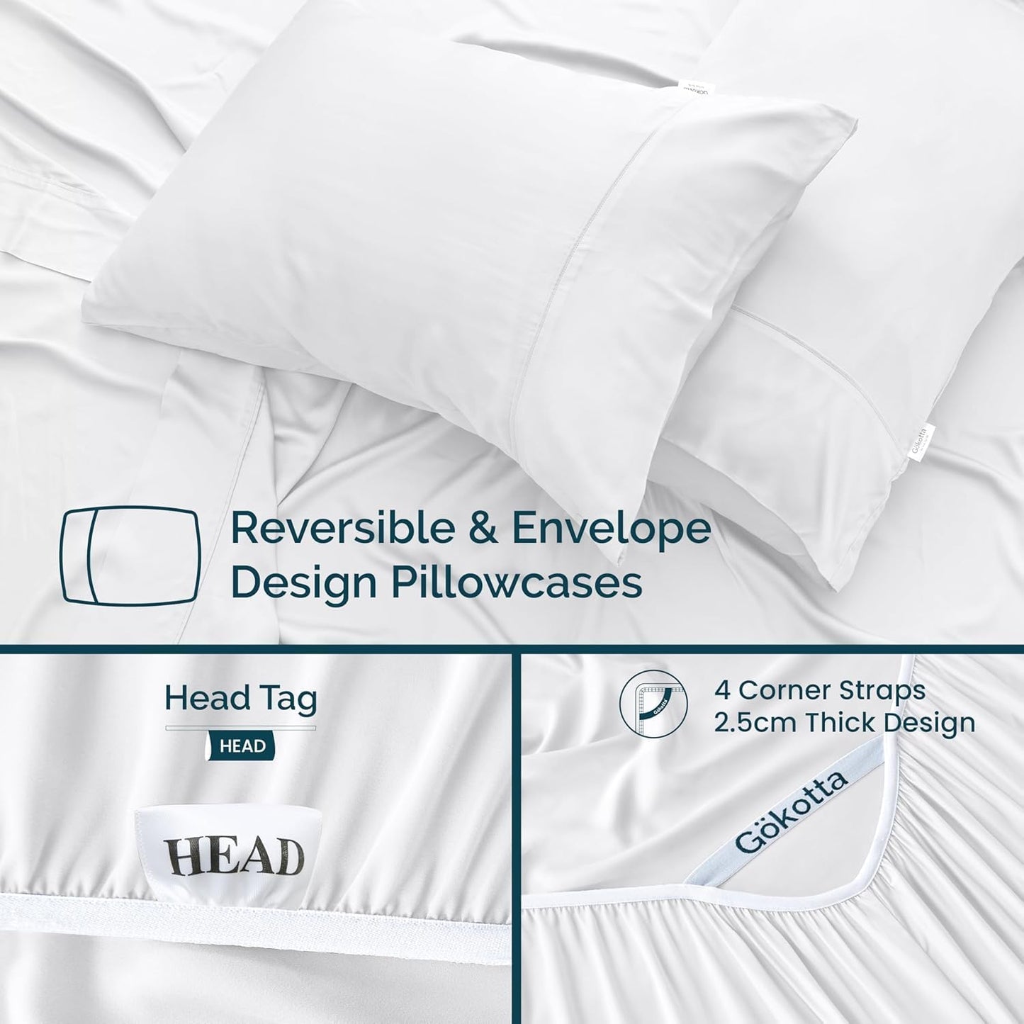 Dluxe Ave. ( KING) 6 Pcs Luxury Bed Sheet Set, 100% Rayon Derived from Bamboo, 24" Extra Deep Pocket, Bright White