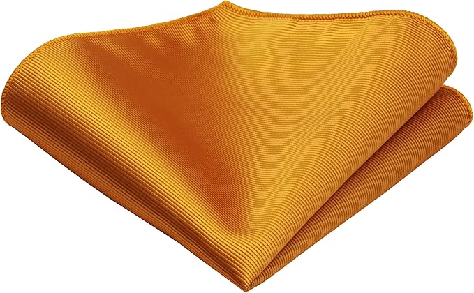 Dluxe Ave. Dark Gold Ties For Men Solid Wedding Neckties and Pocket Square Cufflinks Sets