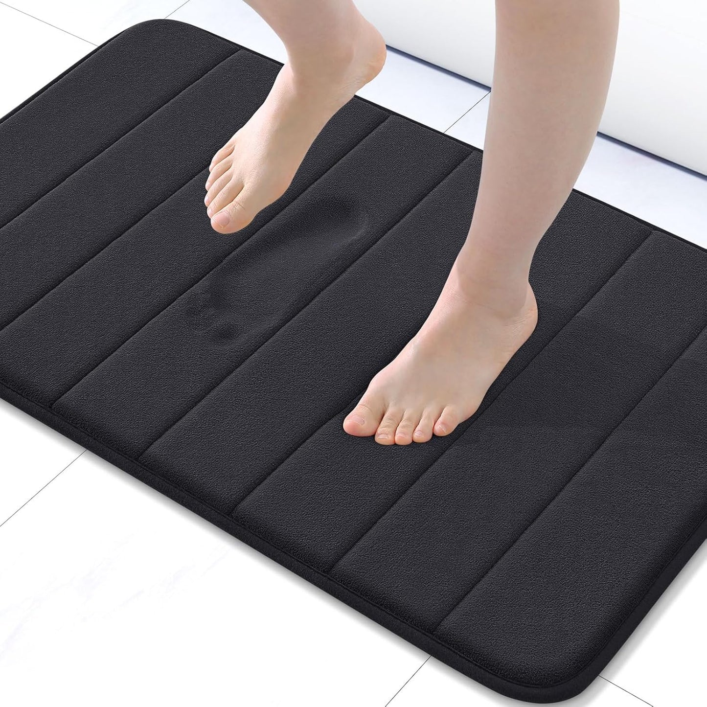 Dluxe Ave. Memory Foam Bath Mat, Ultra Soft, Thick and Absorbent, Non-Slip, 24x16  (Black)
