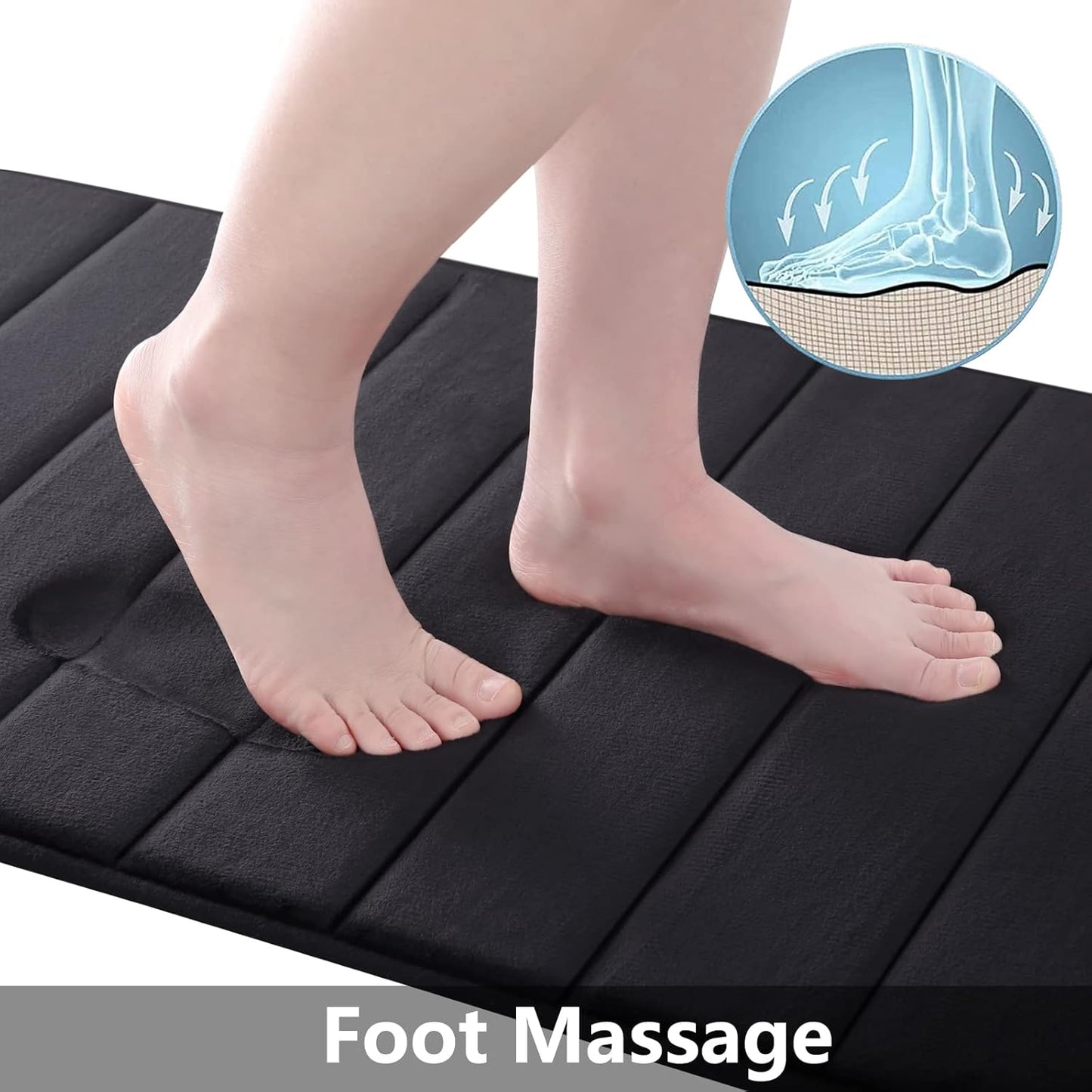 Dluxe Ave. Memory Foam Bath Mat, Ultra Soft, Thick and Absorbent, Non-Slip, 24x16  (Black)