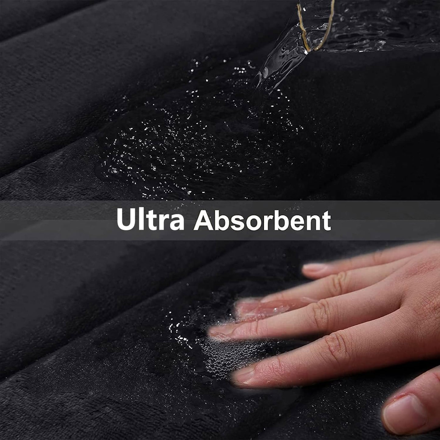 Dluxe Ave. Memory Foam Bath Mat, Ultra Soft, Thick and Absorbent, Non-Slip, 24x16  (Black)