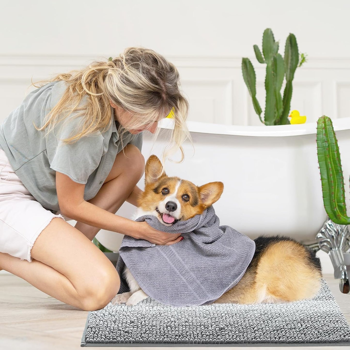 Dluxe Ave. Grey Bathroom Rug Set 2 Piece,Chenille Non Slip, Accessories for Tub 16" x 24"/ 20" x 32"