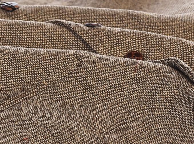 Dluxe Ave. (MEDIUM) Mens 6 Button Formal Herringbone Tweed Vest Barleycorn/ Tan
