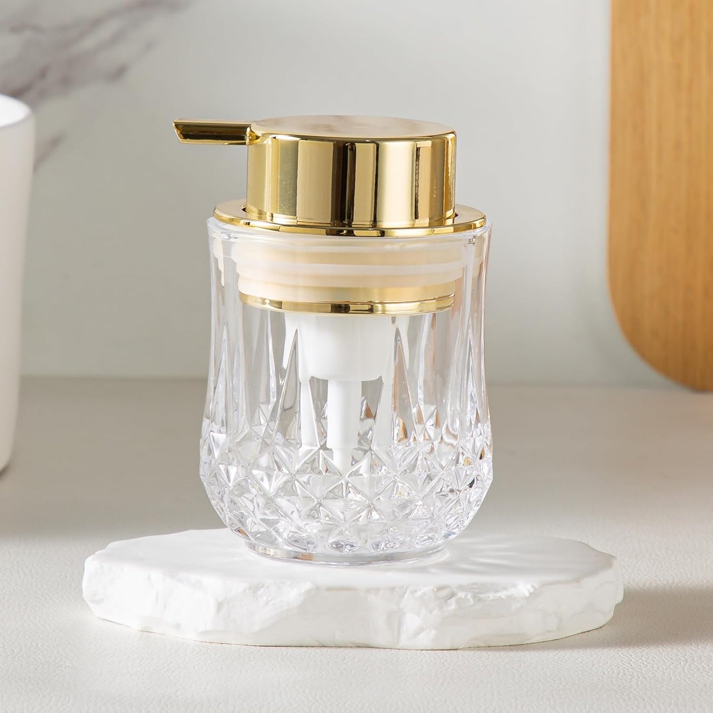 Dluxe Ave. Glass Foam Soap Dispenser Set - 2 Pack Bathroom Hand Soap Dispensers (Clear/Gold Pump/2Pack)