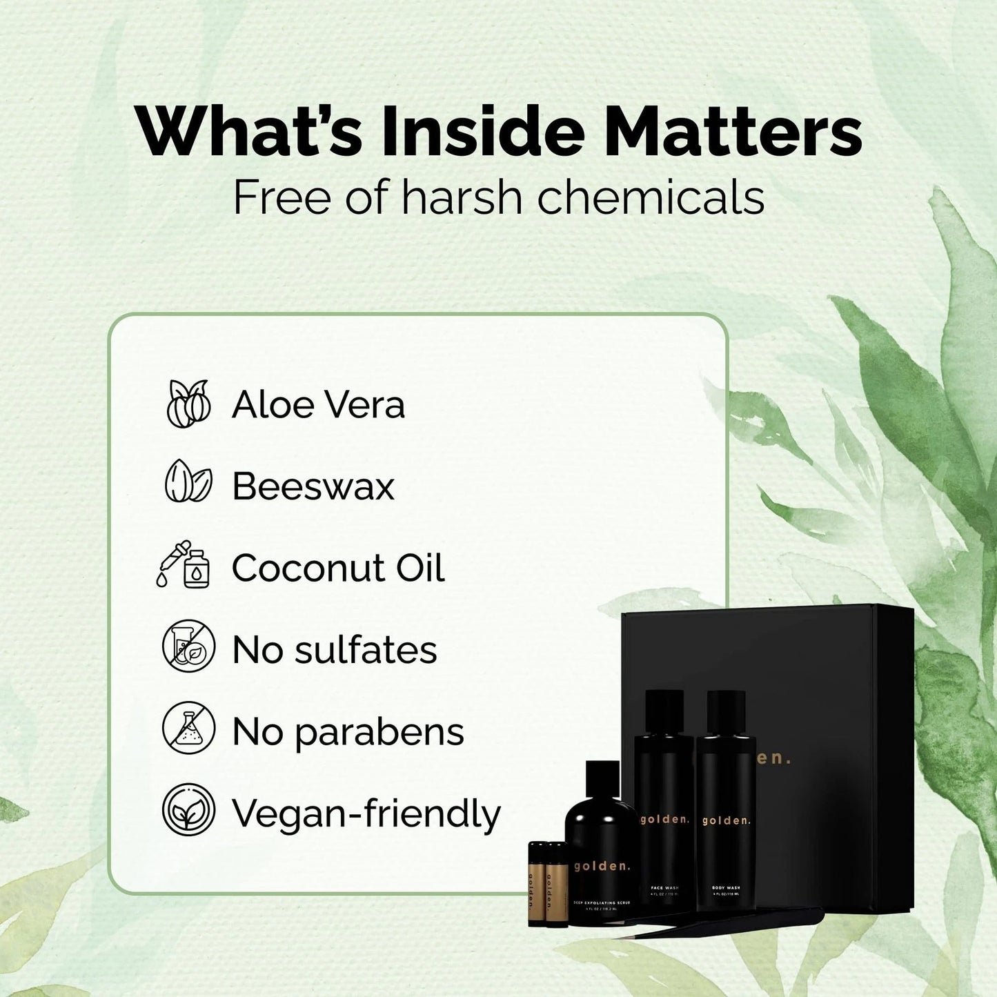 Dluxe Ave. Golden Grooming Co. Bath and Body Skin Care Kit Gift Set for Men - with Deep Exfoliating Scrub Face Wash Lip Blam Body Wash 2 in 1 Beard & Hair Shampoo and More