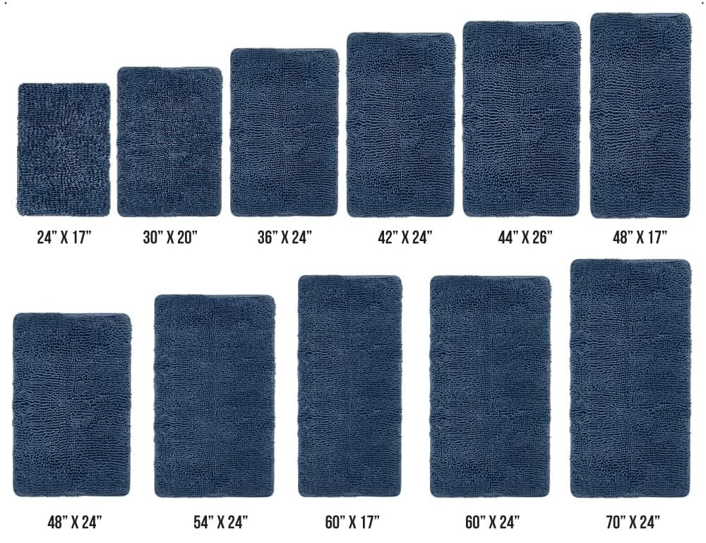 Dluxe Ave Gorilla Grip Bath Rug Mat 54x24 Thick Soft Absorbent Chenille Rubber Backing Quick Dry Microfiber Mats Machine Washable Rugs for Shower Floor Bathroom Runner  Navy Blue