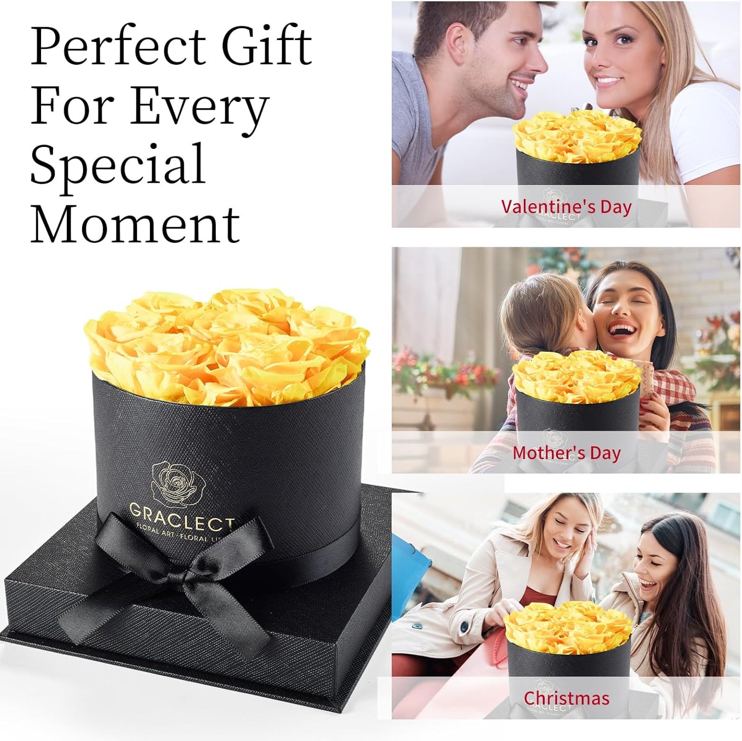 Dluxe Ave. Graclect Preserved Roses in a Box - Forever Flowers Immortal Roses Eternal Rose Preserved Flowers for Delivery Prime Mothers Day & Valentines Day & Christmas Day - Tiffany Blue