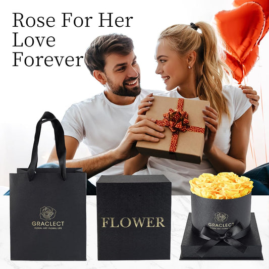 Dluxe Ave. Graclect Preserved Roses in a Box - Forever Flowers Immortal Roses Eternal Rose Preserved Flowers for Delivery Prime Mothers Day & Valentines Day & Christmas Day - Tiffany Blue