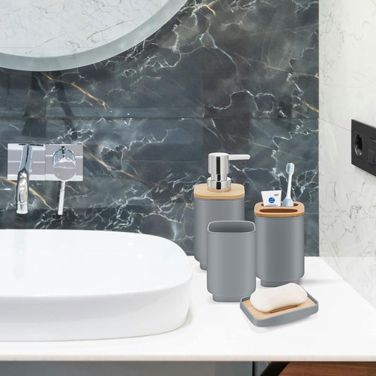 Dluxe Ave. Grey Bathroom Set 11Pcs Bathroom Gift Set4 Q-tip Holder DispenserSoap DispenserSoap DishTrayToilet Brush Holder