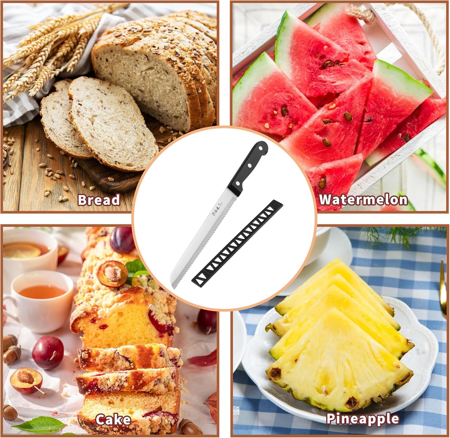 Dluxe Ave. 8 inch Serrated Bread Knife,Dishwasher Safe (8 inch Blade with 5 inch Handle)