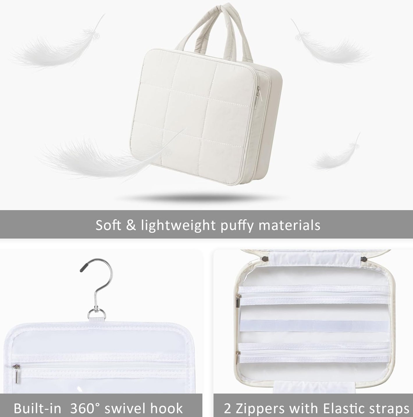 Dluxe Ave. Travel Toiletry Bag with Jewelry Organizer / Beige