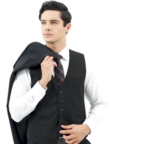 Dluxe Ave. (MEDIUM)  Mens Suit Vest/ Waistcoat/ Slim Fit/ Cotton Plaid Vest/ Grey