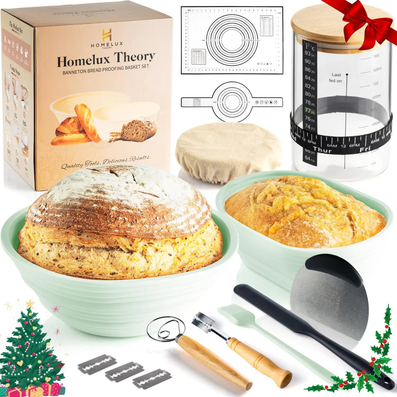 Dluxe Ave. Sourdough Starter Kit  Bread Baking Supplies / 14pcs Bread Making Tools