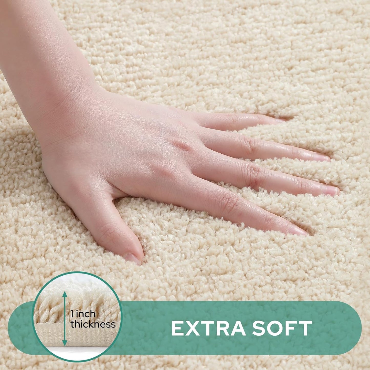 Dluxe Ave. Bathroom Rug Sets/ Soft and Water Absorbent Microfiber/ Non-Slip (Beige and White)