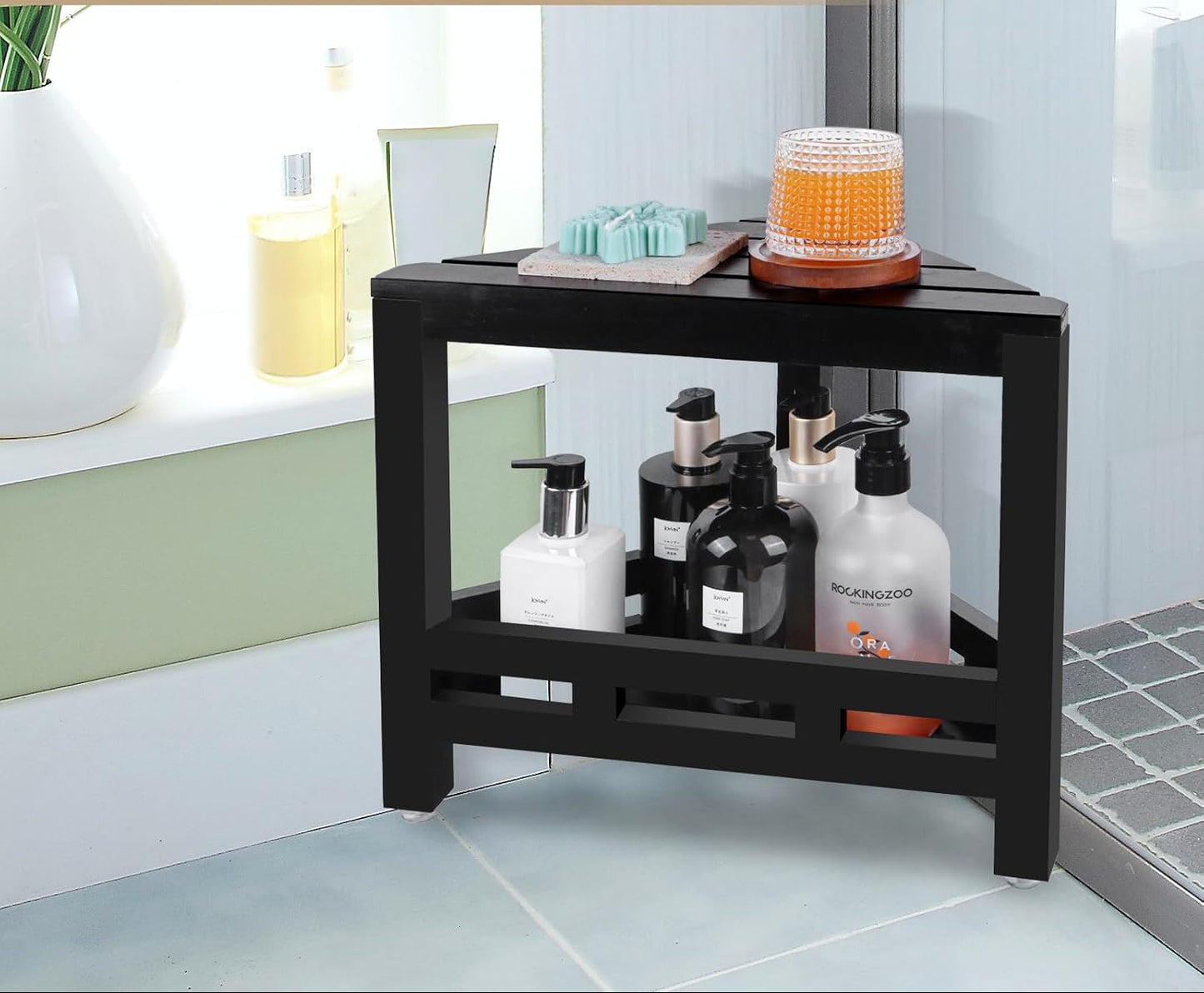 Dluxe Ave.  13.5 in Corner Shower Stool (Black)
