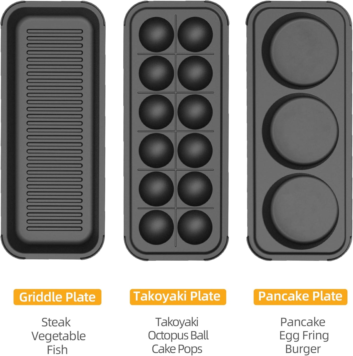 Dluxe Ave. Multifunctional Electric Griddle, Nonstick Baking Maker with 3 Interchangeable Pans