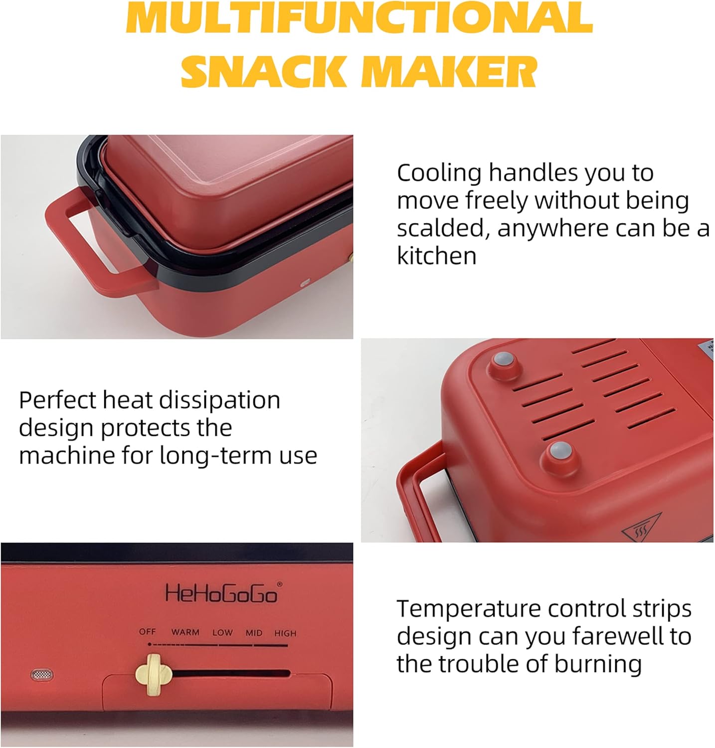 Dluxe Ave. Multifunctional Electric Griddle, Nonstick Baking Maker with 3 Interchangeable Pans