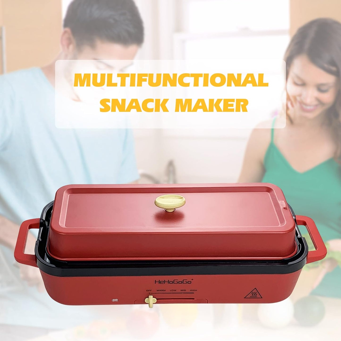 Dluxe Ave. Multifunctional Electric Griddle, Nonstick Baking Maker with 3 Interchangeable Pans
