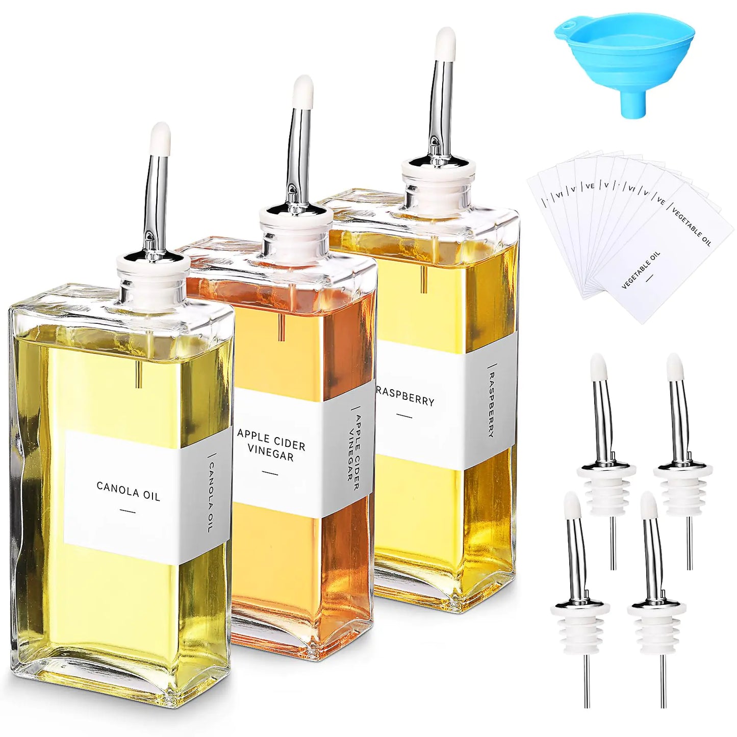Dluxe Ave.  Olive Oil Dispenser Bottles for Kitchen with Oil Nozzles Funnel/ Set of 3