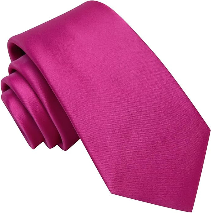 Dluxe Ave.Men 63inches Tie Set Extra Long Necktie Paisley Tie Pocket Square Cufflinks Big and Tall Men TieHot Pink