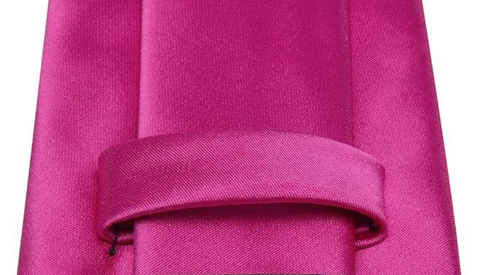 Dluxe Ave.Men 63inches Tie Set Extra Long Necktie Paisley Tie Pocket Square Cufflinks Big and Tall Men TieHot Pink
