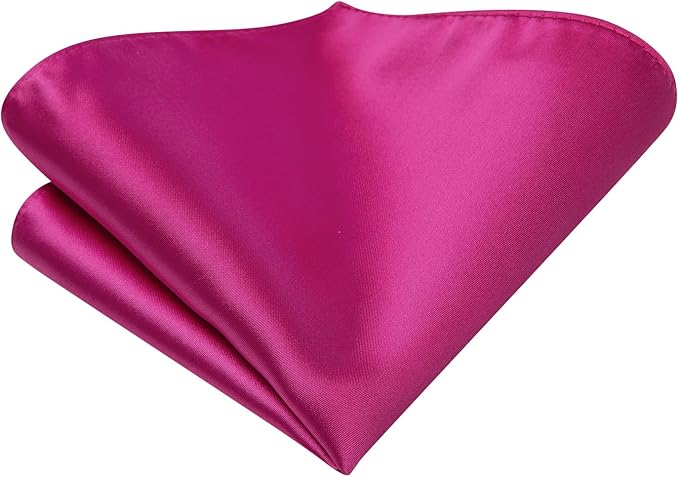 Dluxe Ave.Men 63inches Tie Set Extra Long Necktie Paisley Tie Pocket Square Cufflinks Big and Tall Men TieHot Pink