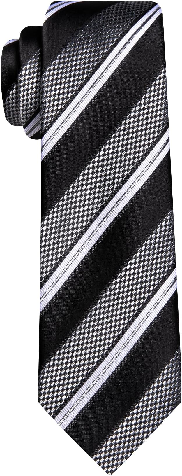 Dluxe Ave. Mens Woven Silk Tie Handkerchief Cufflinks Lapel Pin Set/ 4PC