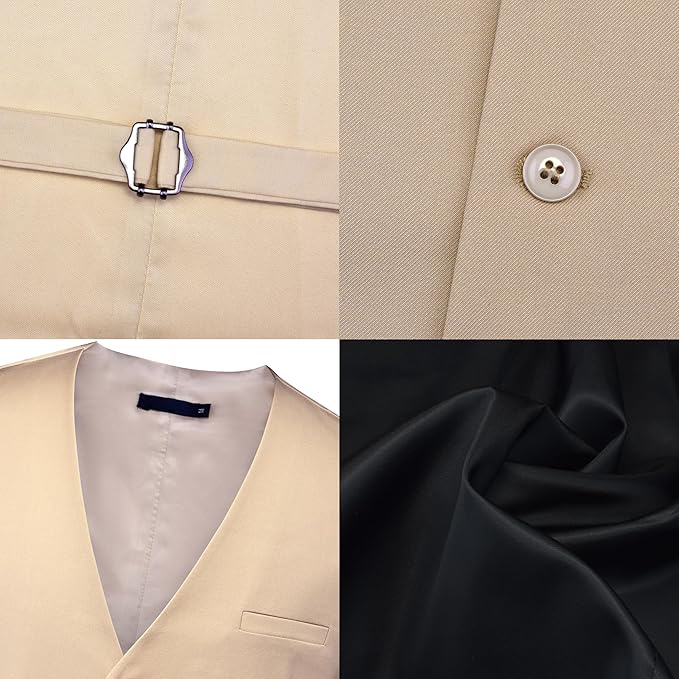 Dluxe Ave. (MEDIUM) Mens Suit Vest Sleeveless/ V-neck Single Breasted/ Waistcoat/ Apricot