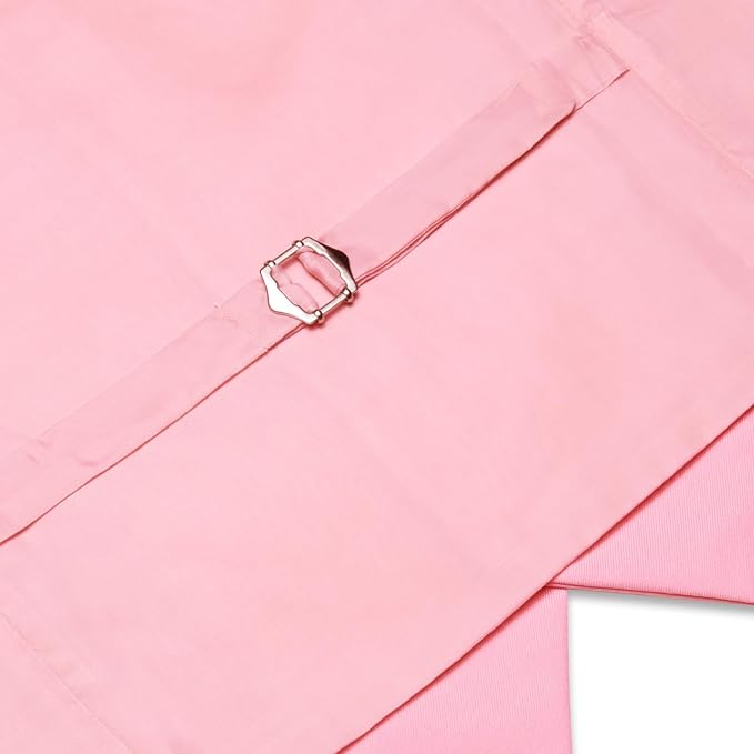 Dluxe Ave. (LARGE) Solid Suit Vest for Men Slim Fit/ V Neck Dress Waistcoat/ Light Pink