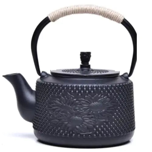 Dluxe Ave. Cast Iron Teapot with Sunflower Design (Japanese Style)