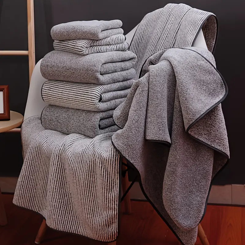 Dluxe Ave. Bamboo Charcoal Coral Fleece Bath Towel Gift Set