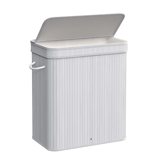Dluxe Ave. SONGMICS Laundry Hamper with Lid Bamboo Laundry Basket Dove Gray ULCB063G01