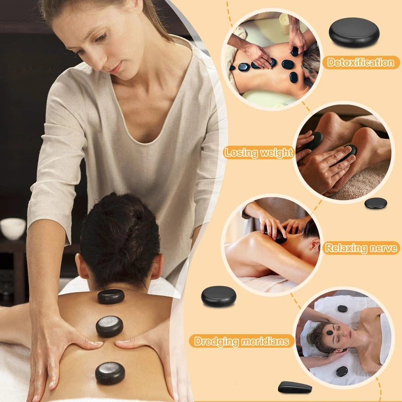 Dluxe Ave. Hot Stones with Heater Kit for Massage/ 18 Pcs