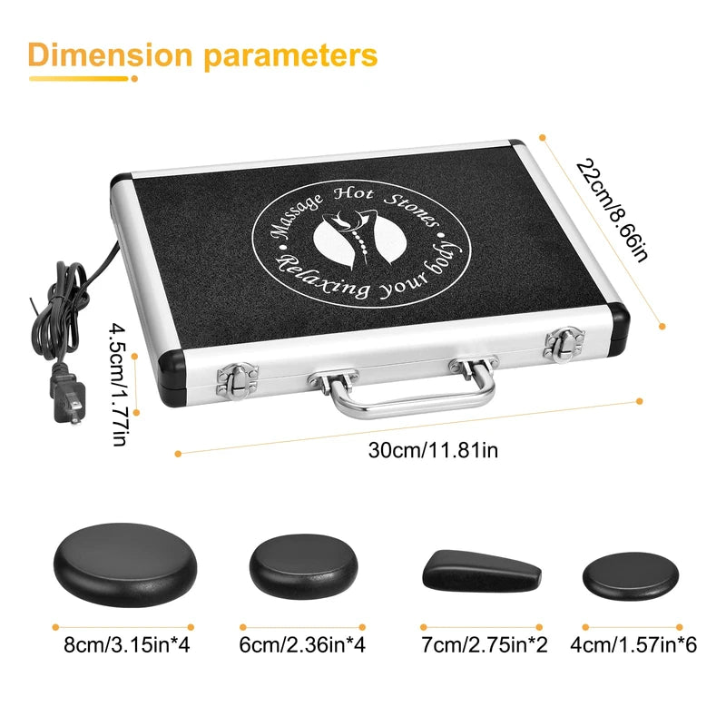 Dluxe Ave. Hot Stones with Heater Kit for Massage/ 18 Pcs