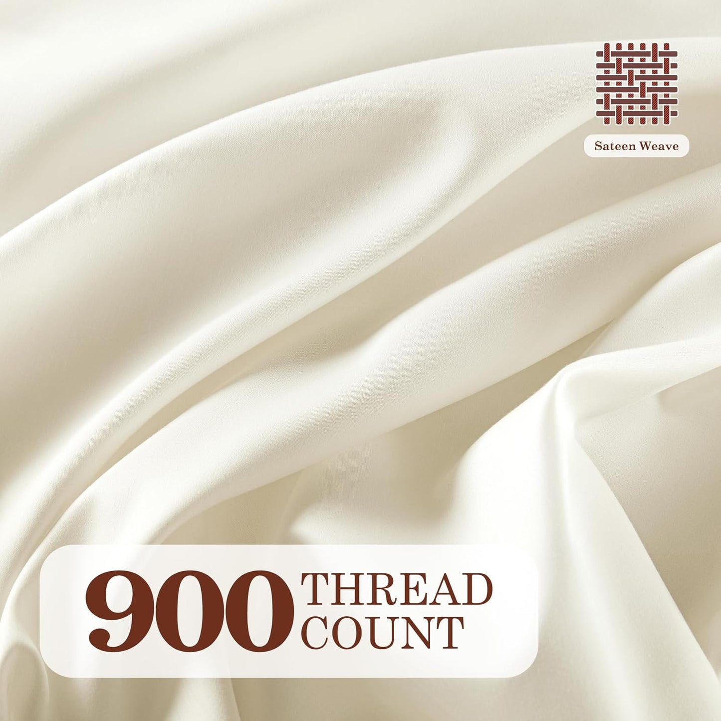 Dluxe Ave. ( QUEEN ) 4 Pcs 900 Thread Count Cotton Rich Sheet Set, Soft Durable Alpha Cotton, Deep Pocket 16 Inches, Ivory
