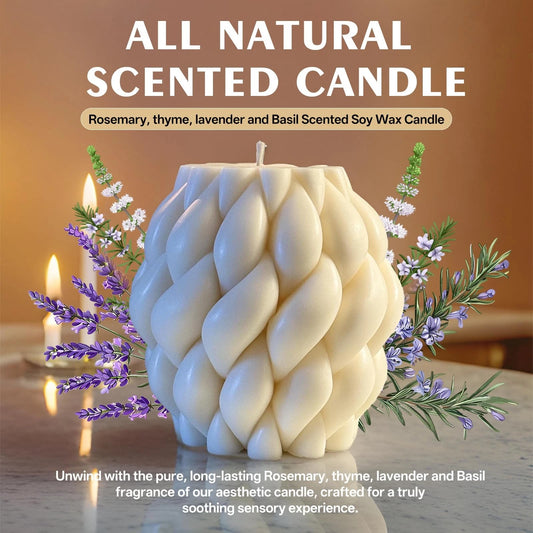 Dluxe Ave. White Large Handmade Pillar Scented Soy Wax Candles, Elegant Aesthetic