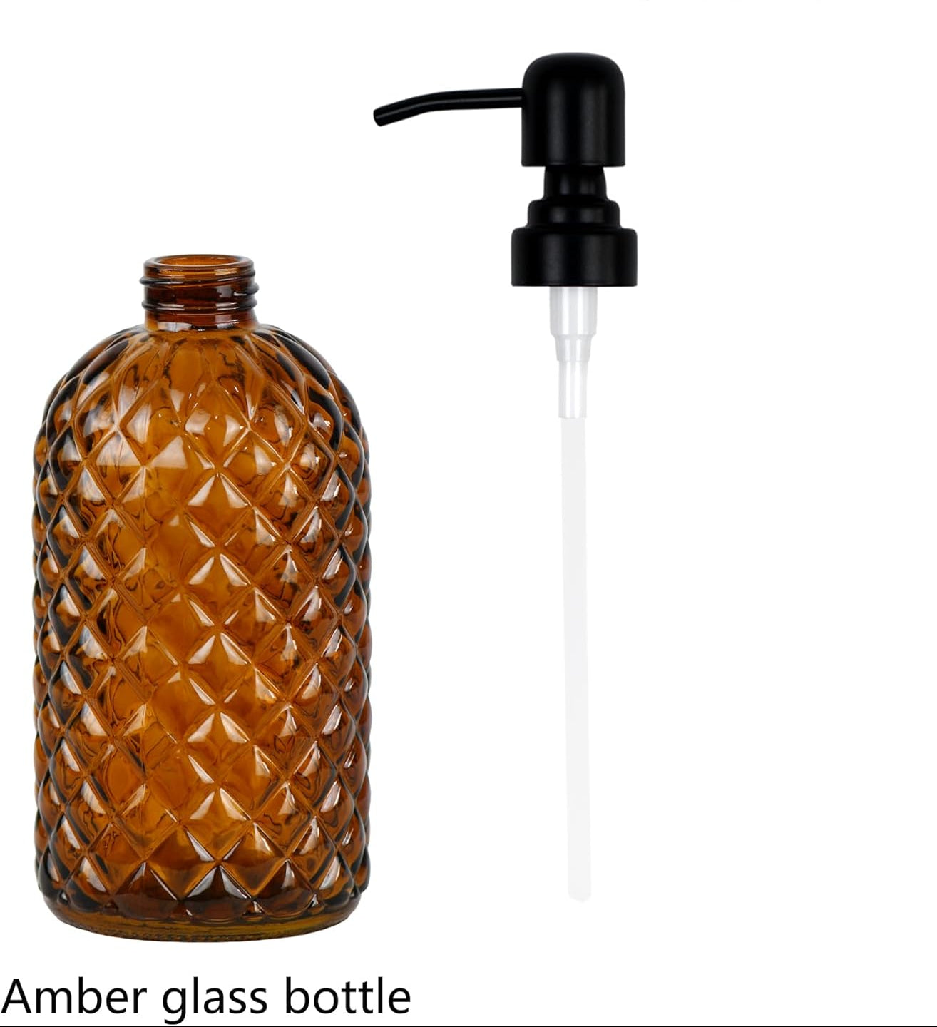 Dluxe Ave. 12Oz Glass Soap Dispenser with Rustproof Stainless-Steel Pump, 2pack (Black/Amber)