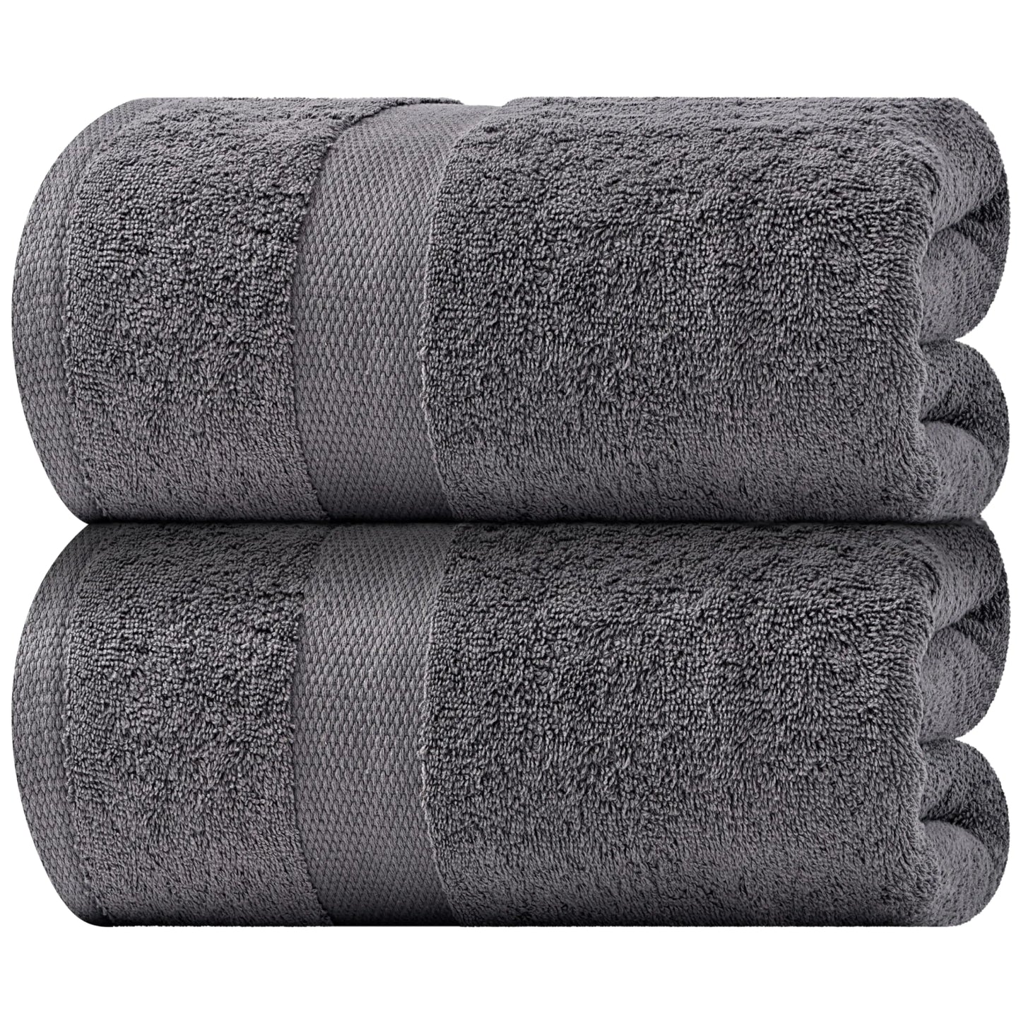 Dluxe Ave. White Classic Luxury Soft Bath Towels - 650 GSM Cotton Luxury Bath Towels Extra Large 35x70 Dark Gray 2 Pack