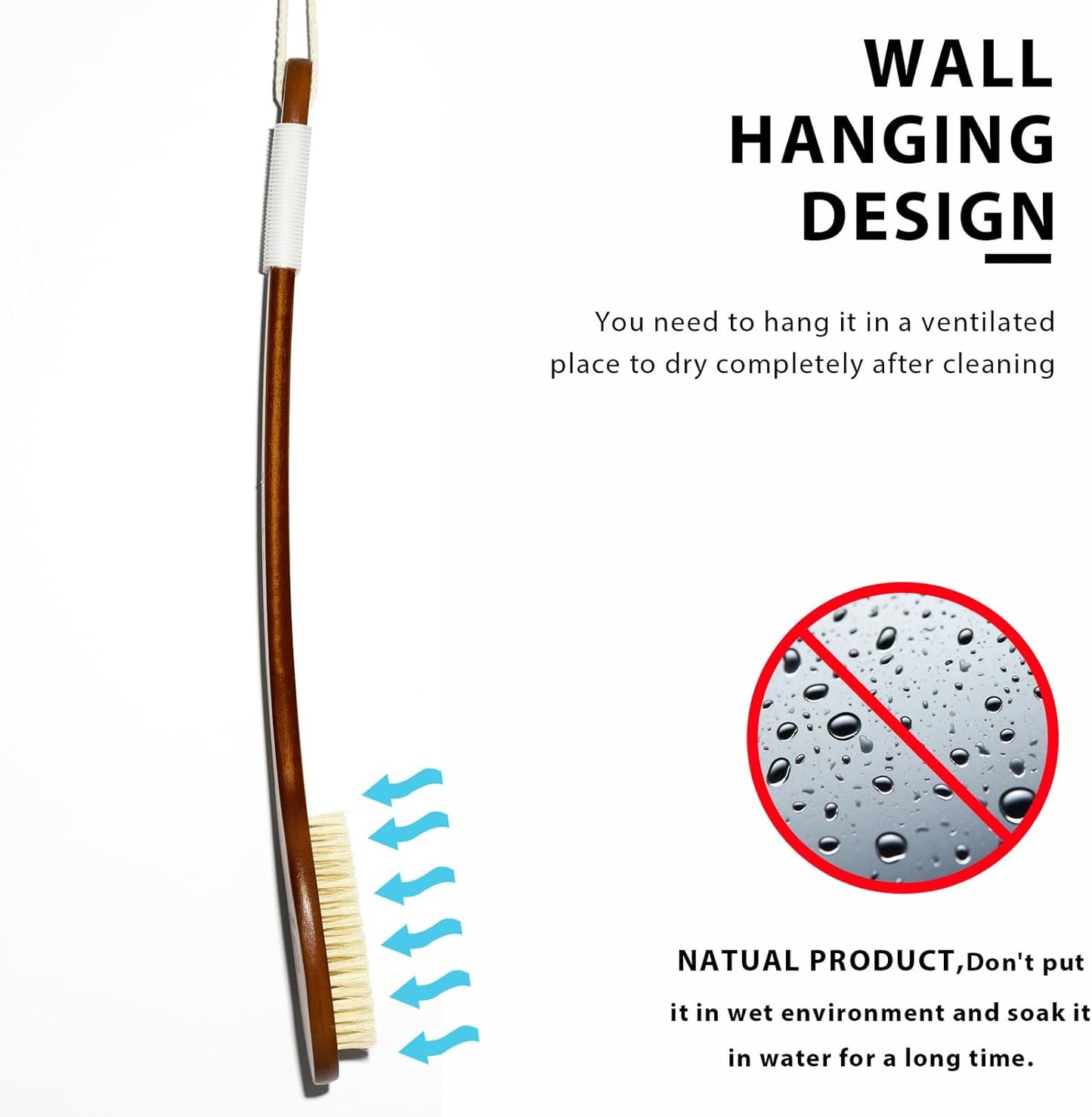 Dluxe Ave. 19.68Inch Natural Boar Bristles, Anti-Slip Extra Long Handle  (1 Pack)