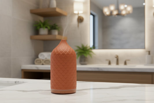 Dluxe Ave. Ceramic Aromatherapy Diffuser for Essential Oils, 120ml. 7 LED Lights Large  (Terracotta)