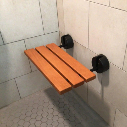 Dluxe Ave. Folding Teak Shower seat, Wall Mounted