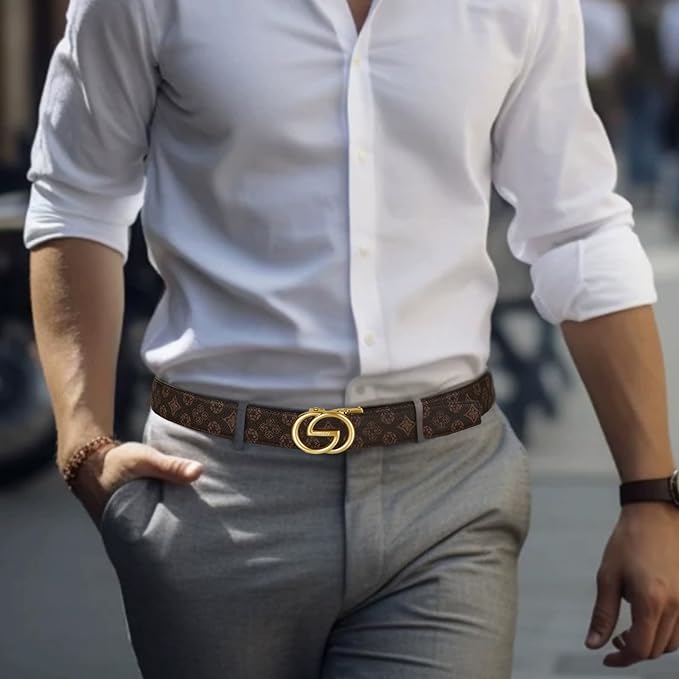 Dluxe Ave. Mens Ratchet Leather Adjustable Belts/ 1 3/8"